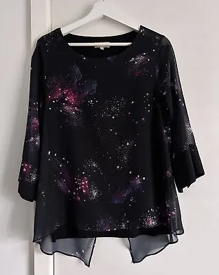 Phase Eight Galaxy Stars Sheer Layered Slit Back Blouse Top Size 10 • £20