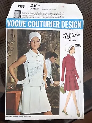 1960s Vintage Vogue Couturier Design Pattern 2188 MOD Cut EUC Fabiani Sz 10 Rare • $22