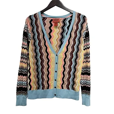 Missoni For Target Womens L Cardigan Sweater Multicolor Herringbone Rayon/Cotton • $19.75