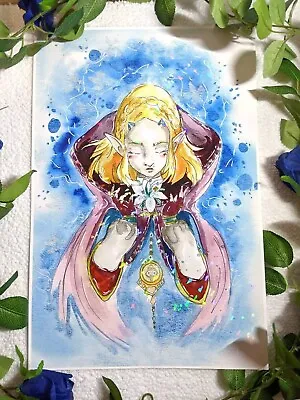 Zelda Large Art Print And Poster Legend Of Zelda Watercolor Fan Art Link • $15