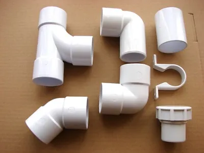 32mm Solvent Weld Pipe Fittings Coupler Elbow M/F Equal T Cap End Reducer{white} • £10.89