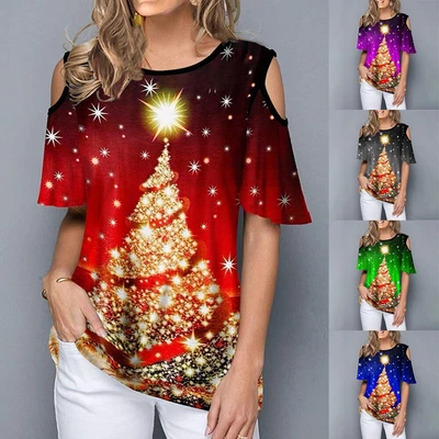$20.34 • Buy Womens Casual Party Christmas Xmas Loose Tops T Shirts Blouse Plus Size Tee 6-24