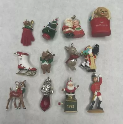 Lot Of 12 Hallmark Miniature Mini Ornaments Christmas Tree Santa Deer Dog Mouse • $15.99