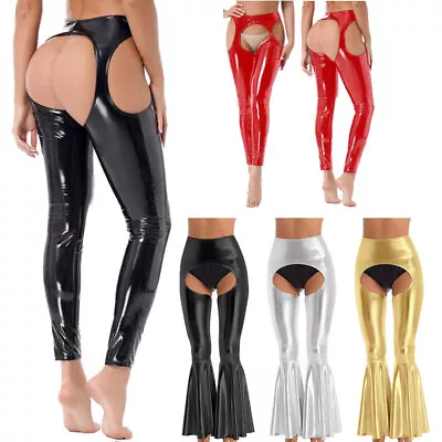 Woman Sexy Leather Hollow Out Skinny Pants Suspender Pantyhose Stocking Lingerie • $15.36