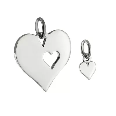Mother Daughter Two Hearts Charms - 925 Sterling Silver Small Large Cutout  NEW • $37