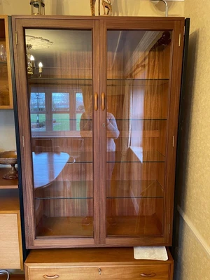 £50 • Buy Ladderax Large Glass Fronted Display Cabinet Mahogany, 2 Doors With Good Closing
