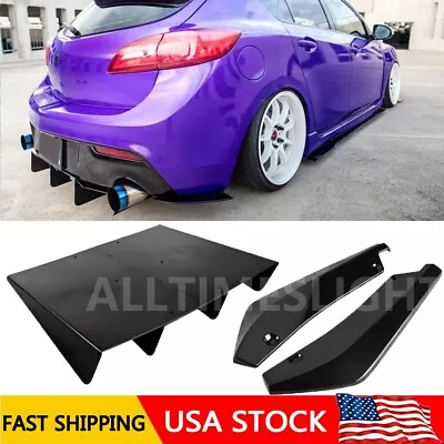 $49.95 • Buy For Mazda Speed3 2003-2022 Rear Bumper Diffuser Spoiler Lip Splitter+Rear Spats