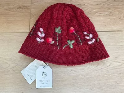 French Knot By Lindsay Mason Meadow Wool Hand Embroidered Hat Beanie NWT $82 • £44.34