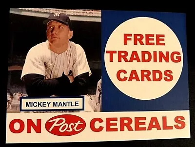 Mickey Mantle Post Cereal Rp Advertisement Promo Card New York Yankees • $4.49