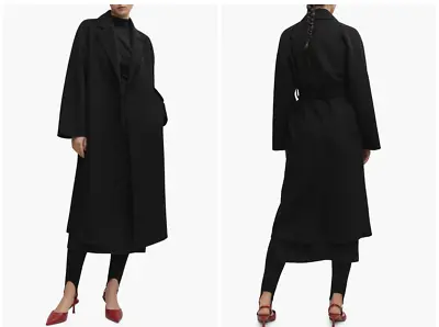 $229 Mango Women's Belted Wool-Blend Coat Size  Small Black NEW • $119