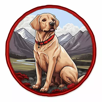 Yellow Labrador Patch Iron-on Applique Nature Mountain Badge Dog Canine K9 Decor • $4.87