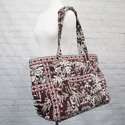 ❤️ VERA BRADLEY Imperial Toile Get Carried Away / Going XL Tote Brown White Pink • $65.99