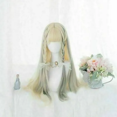 Japanses Lolita Long Short Curly Wavy Ombre Cute Bangs Rainbow Party Cosplay Wig • £21.59