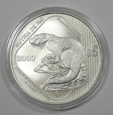 2000 Mexico 5 Pesos Nutria 1 Oz Silver BRILLIANT UNCIRCULATED • $95