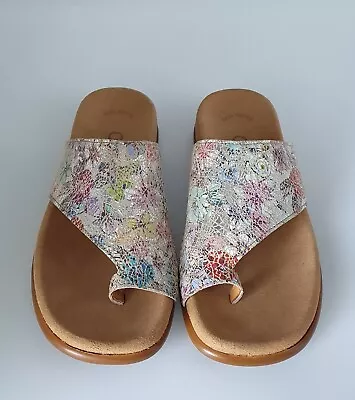 GABOR Lanzarote Ladies Multi Colour Print Leather Mules/Toe-Loop Sandals Uk Sz 3 • £1.24