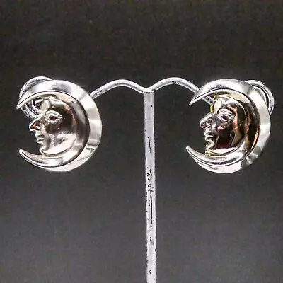 Vintage 1993 MMA Earrings Metropolitan Museum Art Moon Silver Toned Retro • $17