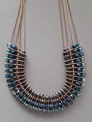 Accessorize Blue Bead Statement Necklace • £5