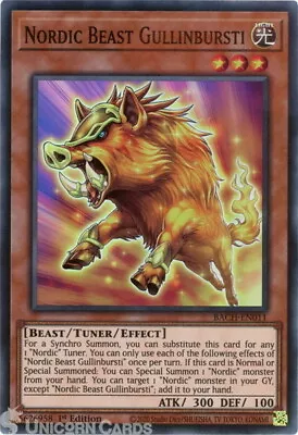 BACH-EN011 Nordic Beast Gullinbursti Super Rare 1st Edition Mint YuGiOh Card • £0.99