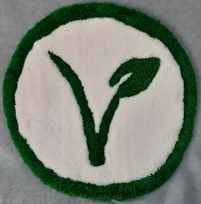 Vegan V Circle Accent Rug Tufted Acrylic Décor Handmade Plant Based Theme Green • $39.99