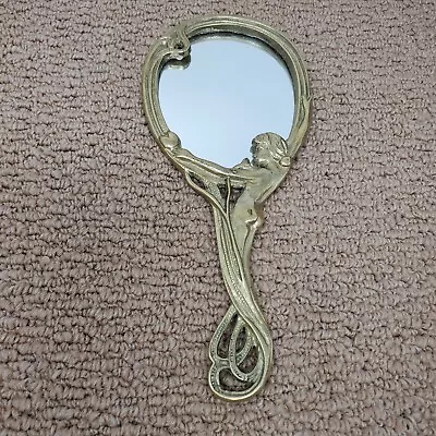 Vintage French Brass Art Nouveau Hand Mirror   • $99.99