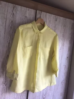 MARKS & SPENCER Lemon 100% LINEN Shirt SIZE 16 • £12.99
