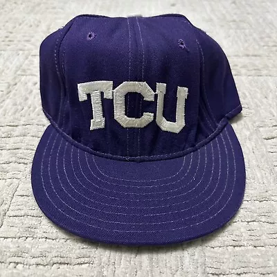 Vintage TCU Horned Frogs Hat 7 1/8 Embroidered Fitted Cap Pro-Line Made USA • $29.99