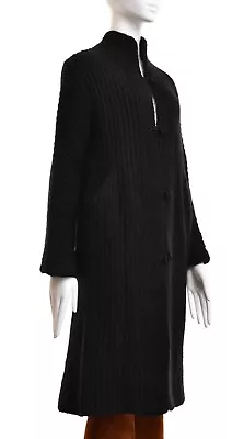 $250 • Buy VINTAGE MISSONI Women's Black Wool Knit Long Coat Jacket Size 44 / L