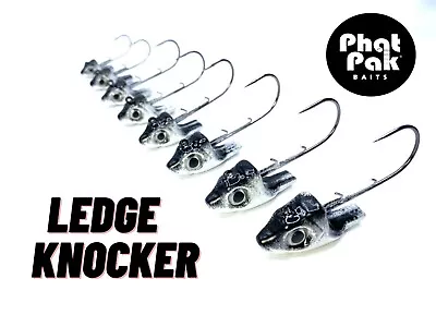 5ct Ledge Knocker Swimbait Jig Head 3D Eyes VMC Mustad Black Nickle Fishing Lure • $9.52