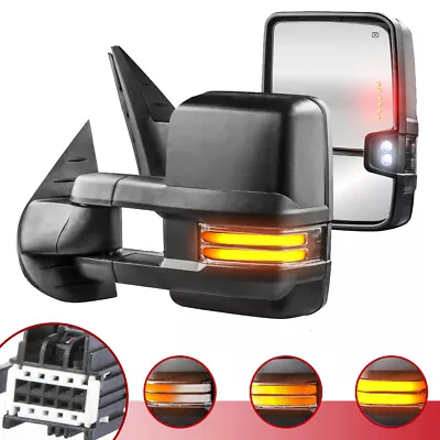Power Heated Tow Mirrors Sequential LED Signal For 07-13 Chevy Tahoe GMC Sierra • $142.89