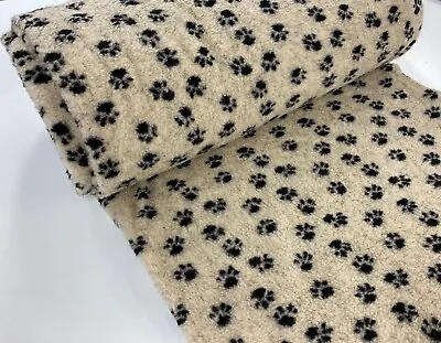 Paw Print Faux Fur Fabric Dog Puppy Woolly Lambswool-Feel Dressmaking Material • £6.80