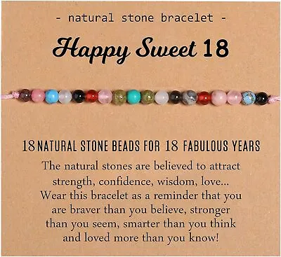 18th Birthday Bracelet For Girls | Natural Crystal Beads Jewelry Gift | Celebrat • £38.18