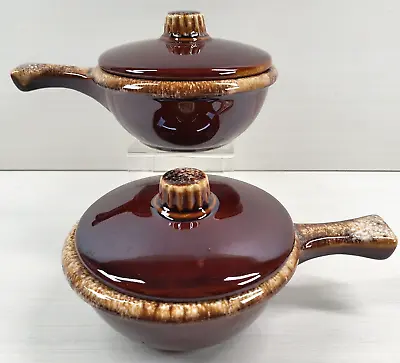 $29.97 • Buy 2 Hull Brown Drip Casserole Onion Soup Chili Bowls Lids Set Vintage Pottery USA