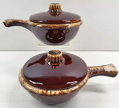 $29.97 • Buy 2 Hull Brown Drip Casserole Onion Soup Chili Bowls Lids Set Vintage Pottery USA