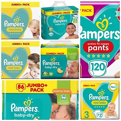 Pampers Baby Dry Nappies And Pants Premium Size 1 2 3 4 4+ 5 5+ 6 7 8 • £18.99