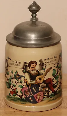Love Beer & Song By Mettlach 1/2L German Beer Stein Antique # 1526 Lute Player • $75