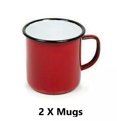 2 X Falcon Traditional Style Enamel Mug 1/2pt 0.28lt Red Camping Enamel Mug Red • £12.95