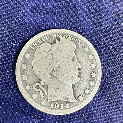 1914 Barber Liberty Head Quarter - 90% Silver -002 • $7.99