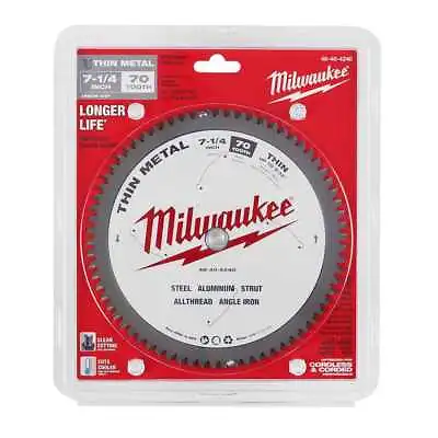 Milwaukee 7-1/4  Metal Steel Cutting Carbide Circular Saw Blade 70t 48-40-4240 • $27.99