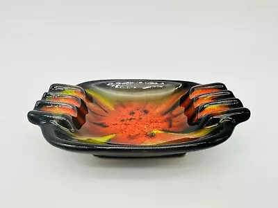 $24 • Buy Vintage CAL ORIG 65 - S USA Glazed Ashtray Orange & Black Pottery