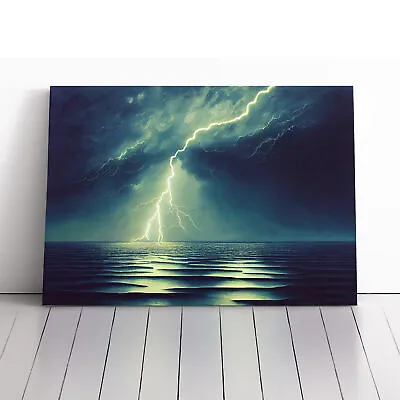 Magnetic Lightning Storm Canvas Wall Art Print Framed Picture Decor Living Room • £24.95