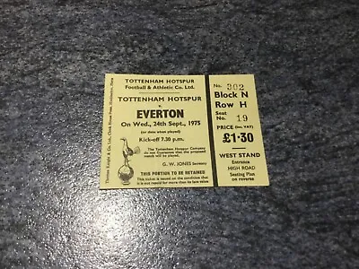 £9 • Buy TICKET 75/6 Tottenham Spurs V Everton 24/9/1975