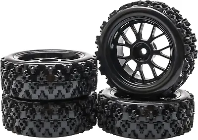 JIUWU 4PCS Black 1:10 Scale RC Tires Wheel Rims Crossing Rubber Off-Road Parts • $18.26