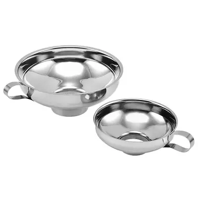 2 Pack Stainless Steel Funnel With Handle Kitchen Wide Mouth Funnel Canning Set • $13.93