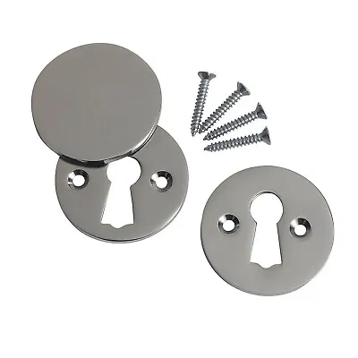 £7.49 • Buy Keyhole Escutcheon Key Cover Plate Set & Fixings For Door Lock Chrome Free P&P