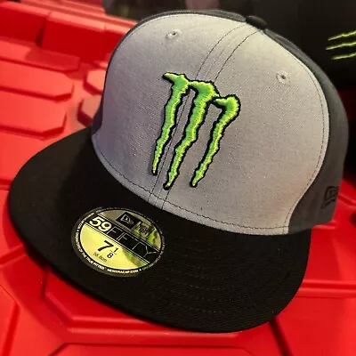 Monster Energy Athlete   Hat - Rare - Fitted  7 1/8 - Blk/gry - Triple Logo • $26.99