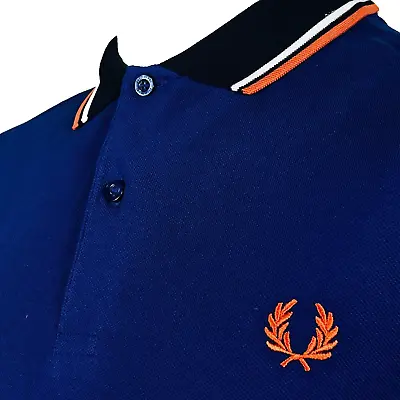 £25 • Buy Fred Perry Contrast Tipped Polo - Medieval Blue - L/XL - Scooter Mod 60s Casuals