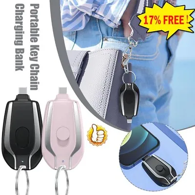 1500mAh Rechargeable Keyring Pocket Power Bank For Android IPhone USB Type-C. • £5.21