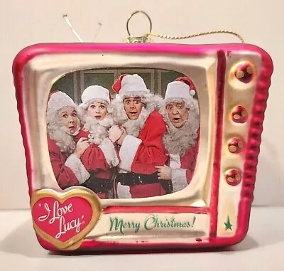 I Love Lucy RETRO TV Ornament Cast In Santa Suits Blown Glass Kurt Adler Style  • $24.99