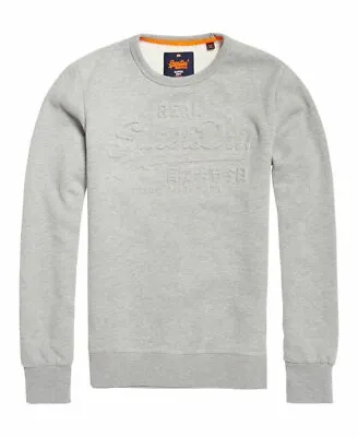 Superdry Men's Vintage Logo Embossed Sweatshirt Grey Marl Sizes: S - XXXL • £57.50