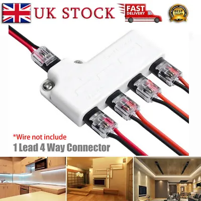 12V 1 Lead 4 Way Connector Power Distribution Junction Box 5 Pluggable 2 Pin New • £8.99